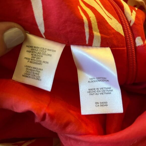 Jones New York Maxi Red Floral Boho Tropical Cotton Skirt w/ Side Zip - Size 10 - Picture 6 of 8